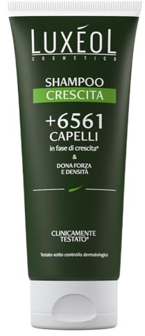 LUXÉOL - Tillväxt schampo - Styrka Och Densitet - +6561 Tillväxtfasiga hår* - Kliniskt bevisad* - 86% Naturliga ingredienser - Unisex - Kvinna/Man - 200ml
