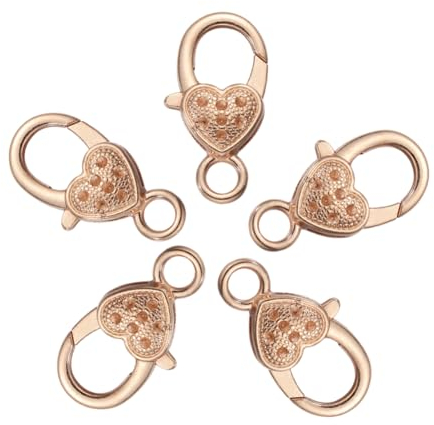 10St Herz Karabinerverschluss Schlüsselanhänger zum Basteln Karabinerverschluss aus Roségold Karabinerverschlüsse Schmuck Herz Schlüsselbundverschluss Schlüsselzubehör Liebe Hummer