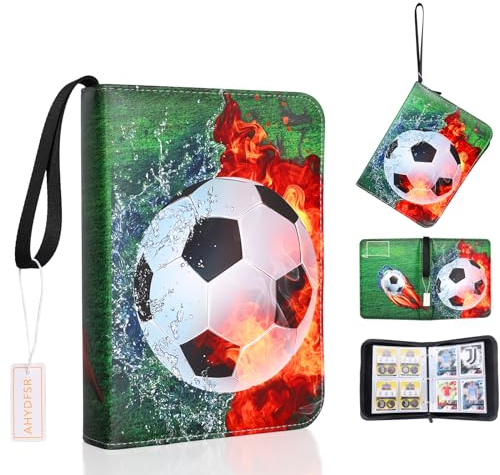 FußballSammelalbum, Sammelalbum für Karten, 480 Karten Kapazität, 4 Taschen, Wasserdicht Karten Halter Heft Ordner, kompatibel mit allen Arten von Fußballkarten, Sammelkarten, Sport Karten(Fußball)