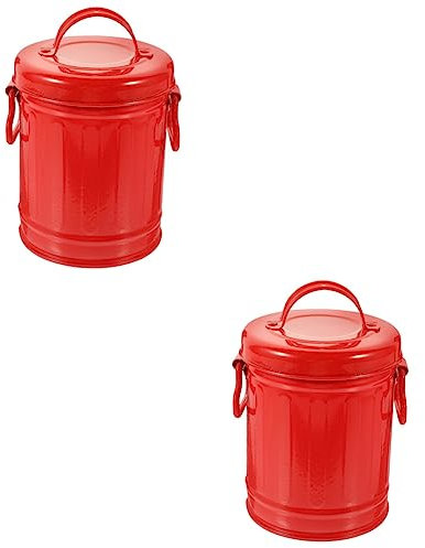 Cabilock Pot Poubelle De Table Poubelle De Table Pot Poubelle De Bureau En Fer Forgé Seau De Fête Rouge 2 Pièces