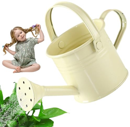 Wedhapy Annaffiatoio Piccolo Annaffiatoio per Piante 2,8x4,7 Annaffiatoio per Bambini Con Manico Annaffiatoio in Metallo Antiruggine Annaffiatoio Portatile per Interni per Giardino Beige