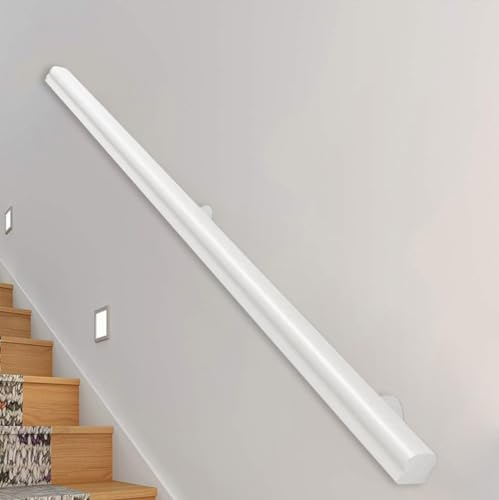 Corrimano per Scale in Legno, corrimano Bianchi, corrimano Antiscivolo per Interni, Decorazione per Scale in soffitta, aste di Supporto per corridoio (Bianco, 50cm)