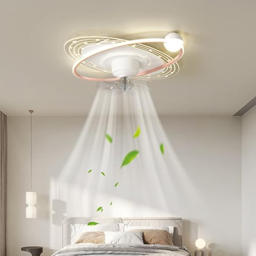 Ventilatore Da Soffitto Con Illuminazione Rotazione Reversibile A 6 Velocità Lampada Con Ventola For Camera Da Letto Soggiorno Cucina Ragazzi E Ragazze Camera Da Letto Soggiorno Cucina ( Color : Pink