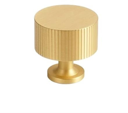 TüRknauf Messing-Gold-Möbelgriff, moderner Minimalismus, gestrickt, gerippt, luxuriöse Türknöpfe, T-Bar, solide Küchenschrank-Griffgriffe TüRknauf Drehbar(Color:Gold01)