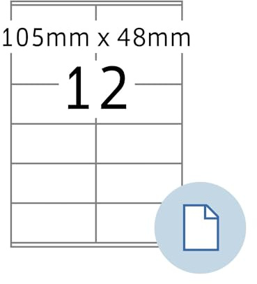 HERMA 8419 Universal Etiketten, 500 Blatt, 105 x 48 mm, 12 pro A4 Bogen, 6000 Stück, selbstklebend, bedruckbar, matt, blanko Papier Klebeetiketten Aufkleber, weiß