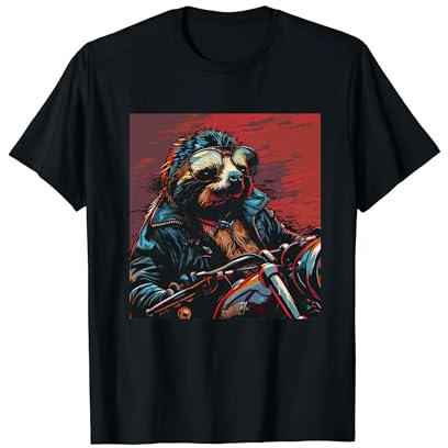 4.Faultier ,Motorrad biker Rocker Moped Motorroller Scooter T-Shirt