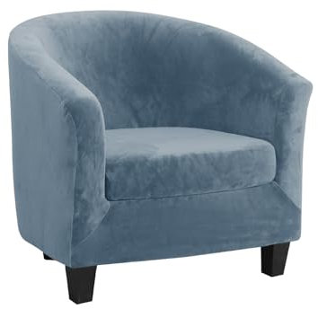 JUNLEBUYI Sesselschoner, Samt Elastisch Sesselüberwurf Mit Sitzkissenbezug Club Chair Stretch Sesselhusse, Universal Sofabezug Für Einzelsofa, Cocktailsessel, Clubsessel (Grau Blau)