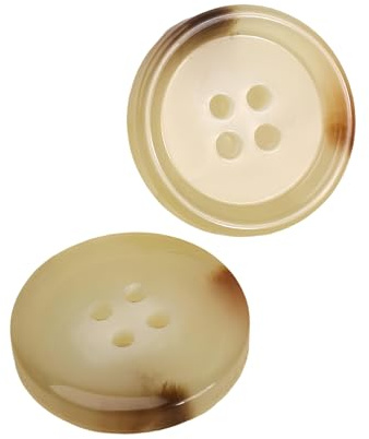 20PCS Resin Round Buttons Craft Sewing Snaps 4 Holes Handmade DIY Accessories (Khaki, 21mm)