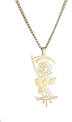 Gu Feng Schmuck Persönlichkeit dunkel Edelstahl hohle Rose Sichel Anhänger Herren Pullover Kette