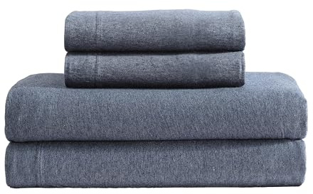 Calvin Klein - Set di lenzuola per letto king size, in jersey di cotone mélange, con tasche profonde, super morbido e confortevole, certificato Oeko-Tex (cotone moderno blu scuro, king size)