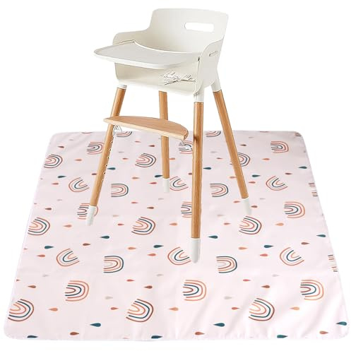Foppla Spritzmatte, wasserdichte Baby-Bodenmatte, rutschfester Hochstuhl-Lebensmittelfänger, tragbare Hochstuhl-Füttermatte, Hochstuhl-Bodenmatte für Zuhause, Hochstuhl, Picknick, 109 x 109 cm