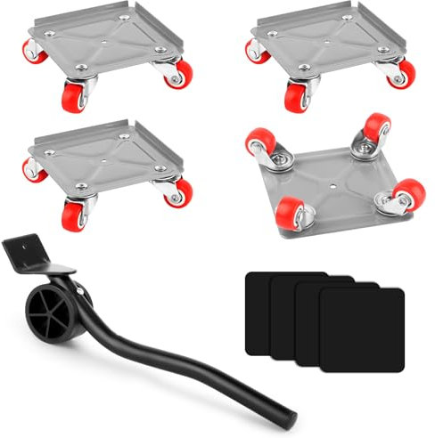 Kit Lève-Meuble 9 Pièces avec 4 Roues et Levier Rotatif 360°, Capacité 600KG pour Déménagement Meubles Lourds