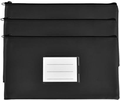 3 Pcs Geldtaschen Banktasche, Banktasche Leder Wasserdicht mit Fenster und Reißverschluss, Geldscheine Aufbewahrung, Dokumentenmappe A5, Geldmappe für Business Schule