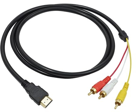 SRLWMYI 1.5 Meter Langes HDMI-Auf-3rca-Kabel Mit Roten, Weißen Und Gelben Steckern, Kompatibel Nur Mit HDMI-Geräten, Die Cvbs-Signale Nativ Unterstützen (Chips Nicht Enthalten.)