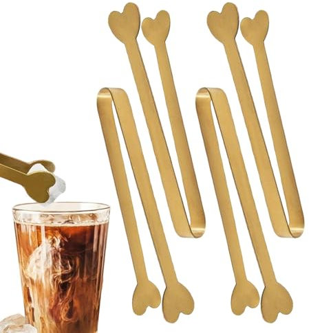 Pinze per il ghiaccio, che servono acciaio inossidabile | Pinze a buffet 4x non inossidabile in acciaio inossidabile | Design creativo a di cuore, cucina a bloccaggio liscio Forniture per cibo per