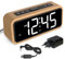 Réveil fort pour dormir profond, réveil en bois avec affichage LED, 12 sonneries d'alarme, 5 niveaux de luminosité réglables, 5 volumes, DST manuel, marron, réveil rétro pour chambre à coucher (hêtre