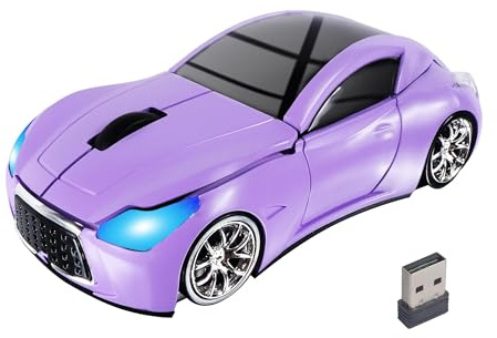 YOCUNKER Wireless Mouse Cute Car Mice,Purple Portable Compact Novelty Cool Fun Funny USB Mouse for Laptop PC Computer Tablet Macbook Women Men Mom Dad Small Hands Travel Office School Gift
