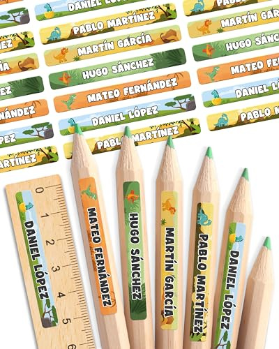 mycustomy – Namensaufkleber Kinder & Namensaufkleber Schule 0+ aus FSC-Papier mit Bio-basiertem Kleber – Etiketten Kleidung 50x6mm