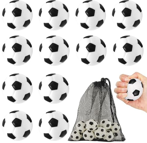 Mini Fußball, 12 Stück Mini Sportbälle Fussball Stressball Schaumstoffball | Fußball Party Stressbälle mit Aufbewahrungstasche, Antistressball für Mitgebsel Kindergeburtstag Erwachsene