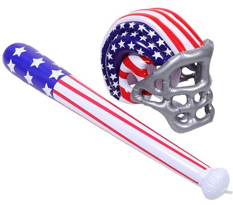 Abaodam Aufblasbares Baseballschläger Satz mit US Flaggen Kappe aus PVC Baseballspielzeug für Sicher und Langlebig für Partys und Sommerfeste