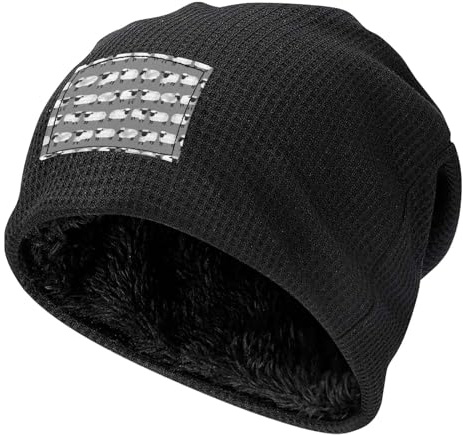Poadnly Schafe, Kitze, grau, geschlechtsneutral, Nutztiere,Waffelstrick-Pullovermütze aus Polyester, Wintermütze mit warmem Fleecefutter für Damen und Herren