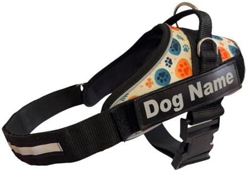 Personalisiertes Arnes für Hunde, klein, mittel und groß, inklusive 2 Namensschildern, reflektierend und sicher, hochwertig und robust (Bones & Paws, XS 3-7 kg)