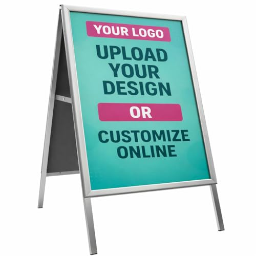 A-Frame Pavement Sign | Custom Printed Sandwich Board | Double-Sided Outdoor Advertising Display for Shops, Cafes & Restaurants | Silver Aluminium Frame | A1 Size