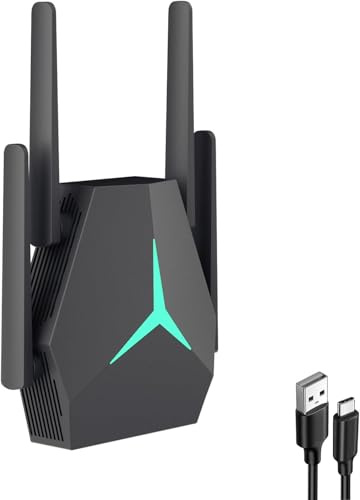 5G Repetiteur WiFi Puissant sans Fil 1200mbps Amplificateur de Signal WiFi Bi-Bande,Répéteur Puissant pour la Maison et Le Bureau Couverture jusqu'à 9800 m³