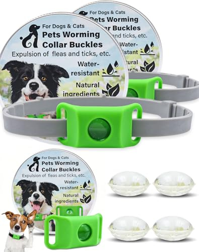 Aquality Pets Collare Antiparassitario Naturale - Collare Antipulci per Cani Con 4 Capsule Sostituibili, Ingredienti 100% Naturali, Sicuro per Cani E Gatti, Adatto a Tutti I Cani E Gatti (2*Verde)