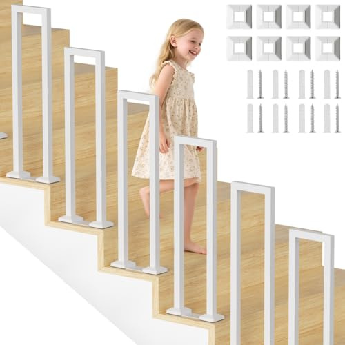 Ollewiellan Barandilla para escaleras Interior y Exterior, Pasamanos Escalera en Forma de U, Metal, para Villas, Balcones, Pasillos, Apartamentos (Blanco, 85cm)