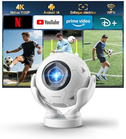 Mini projektor med Wi-Fi och Bluetooth, Magcubic bärbara projektorer stödjer 1080P och 4K Full HD, automatisk keystonekorrigering, elektrisk fokus smart projektor 5W ljudbashögtalare för hemmabio