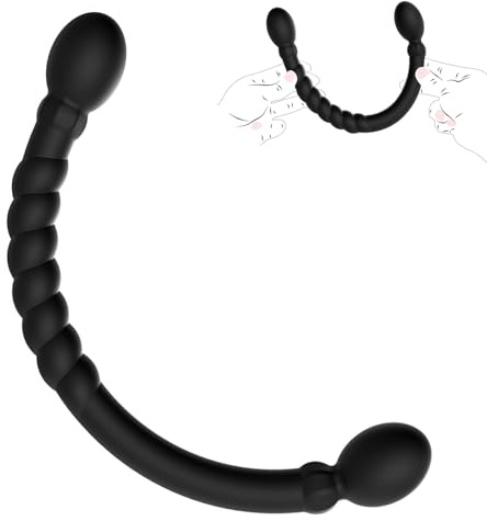 Dildo Doble de Silicona 2 en 1 con Plug Anal Flexible de Doble Cabeza, Plug Anal con Núcleo Moldeable, Estimulador Punto G y Clítoris para Hombre Mujer Parejas, Juguete Adulto