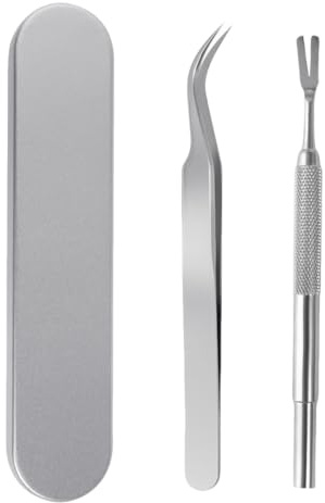 2 Pack Tick Removal Tool Kit Stainless Steel for Dogs Cats Humans | Stainless steel tweezers and tick shovel. 2-set with storage box. Safe for dogs, cats and humans. Outdoor essential.
