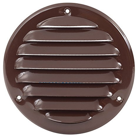 Lüftungsgitter Metall braun Durchmesser 140 mm mit Insektenschutz mit Insektenschutz, Edelstahlschrauben und Dübel