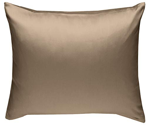 Bettwaesche-mit-Stil Mako-Satin Baumwollsatin Kissen Kissenbezug Uni einfarbig zum Kombinieren (Kissenbezug 40 cm x 40 cm, Hellbraun)