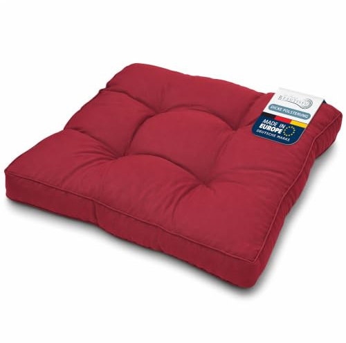 Beautissu Lounge Kissen Outdoor Indoor Sitzkissen für Gartenstuhl Auflagen | 70x70cm Rot 10cm dick bequemes Sitzpolster für Gartenmöbel Stühle Sessel Stuhlauflage Rattanmöbel Polster Loungekissen xLuna