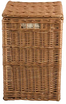 e-wicker 24 Panier en osier, malle, bac a linge, coffre de rangement en osier rectangulaire,(44x34 H52, Avec doublure)