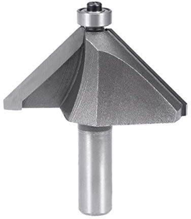 uxcell Chamfer Router Bit 1/2 Shank 1-1/2 Dia 45 Degree High Carbon Steel with Bearing for Carpentry Woodworking Cutter Tool