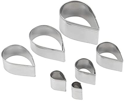 Stainless Steel Cookie Cutters Set, Messar 7 Pcs Rose Flower Petal Teardrop Shaped Cookies Cutter Mold Biscuit Fondant Pastry Mould Model Cake Tool DIY Baking Decorating Mould Tools (Style 3)