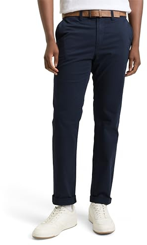 TOM TAILOR Denim Herren Slim Fit Chino Hose mit Gürtel