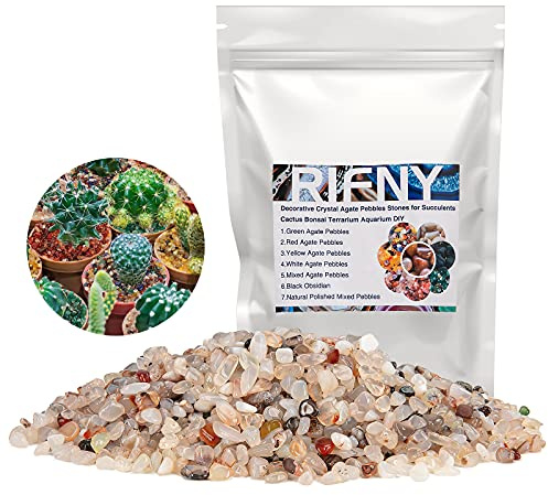 RIFNY Kieselsteine für Aquarium Blumentopf Deko Steine Kleine Kristall | Natur Kristall Achat Kies für Sukkulenten Kaktus Terrarium, DIY Balkon Pflanztöpfen Dekorative, 680g, Weiß