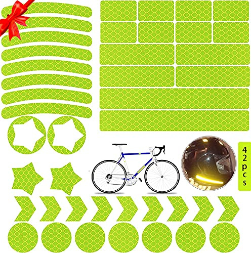 Pegatinas Reflectantes Bicicleta,Adhesivos Reflectantes anticolisión,Pegatinas Reflectantes Kit,Reflectores Adhesivos para Bicicleta/Cochecito/Casco/Moto