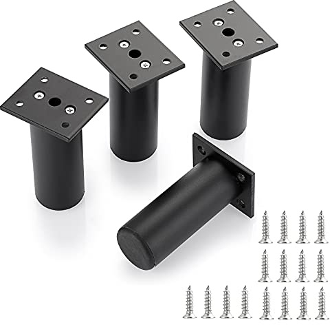 IGNPION 4Pcs 4'' Adjustable Furniture Feet,Aluminum Alloy Sofa Furniture Cabinet Riser DIY Furniture Replacement Legs for TV Cabinet Ottoman Sofa Cupboard, Black