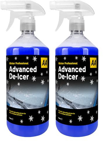 AA - Car Essentials Pack - 1L Fast Acting De-Icer - Pack x2 - Easy To Use - Safe, Practical And Reliable - Fast Acting, Thaws Ice In Seconds - Effective Performance