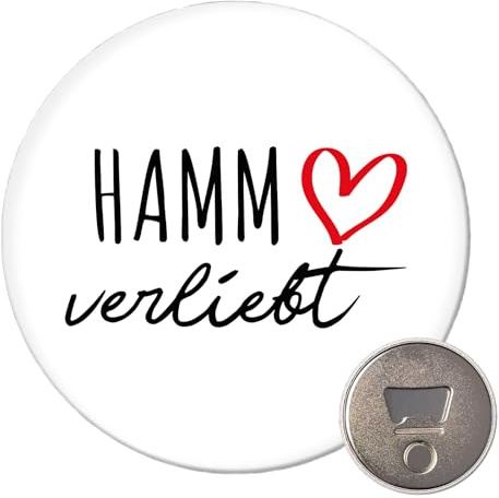 Huuraa Magnet Hamm verliebt Geschenk | 59mm Kühlschrankmagnet rund Flaschenöffner Geschenkidee dekorativer Magnet für Magnettafel, Kühlschrank oder Whiteboard