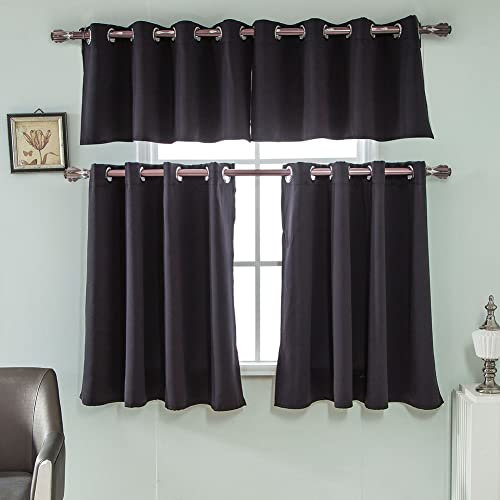 GUOCU Tende Oscuranti con Occhielli,Tenda Corta per Finestra Piccola, Tenda da Cucina Tenda da Caffè Tende per Mobili Piccoli, 1 Pezzo Mantovana Oscurante con Isolamento Termico Colore E 74x90cm(LxA)