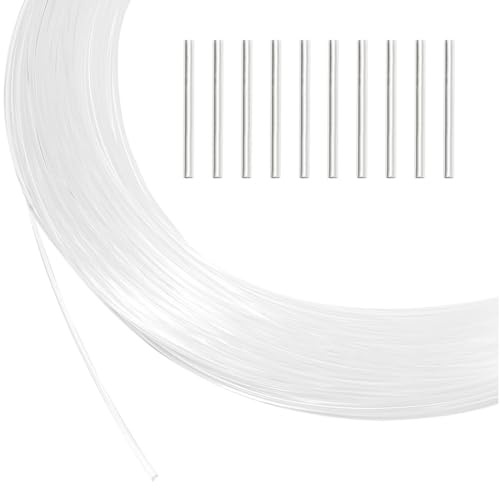 BENECREAT 50 Yards Nylon Memory Draht Für Hutkrempen, Transparenter Runder Weicher Korsettknochen Mit Quetschperlen Aus Messing, Loch: 1.2 mm