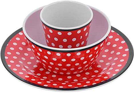 Polka Dot Coffee Mug, Cute Red Cup for Women with Saucer, Fruit Plate Bowl Cup Kit for Office and Home,Household Kitchen Accessory