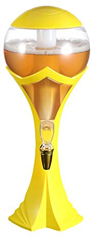 Distributeur de Boissons Tour de distributeur de bière jaune, distributeur de tour de bière sphérique avec tube de glace, lumière et robinet, 3L for les fêtes à la maison de Bar Pub Tireuse a Biere/Gi