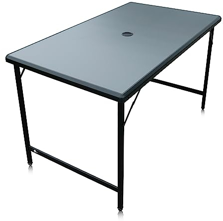 your GEAR Campingtisch Tivoli XL – Klapptisch 120x70 cm, 70 cm Höhe – Wasserfester, langlebiger Aluminium Gartentisch mit Schirmloch – Outdoor & Camping Tisch Klappbar